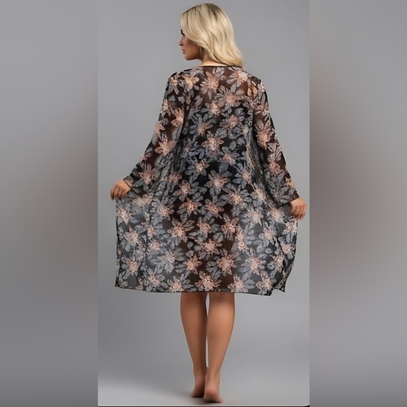 Tropical Print High Waist Bikini Swimsuit & Kimono - Picture 3 of 8